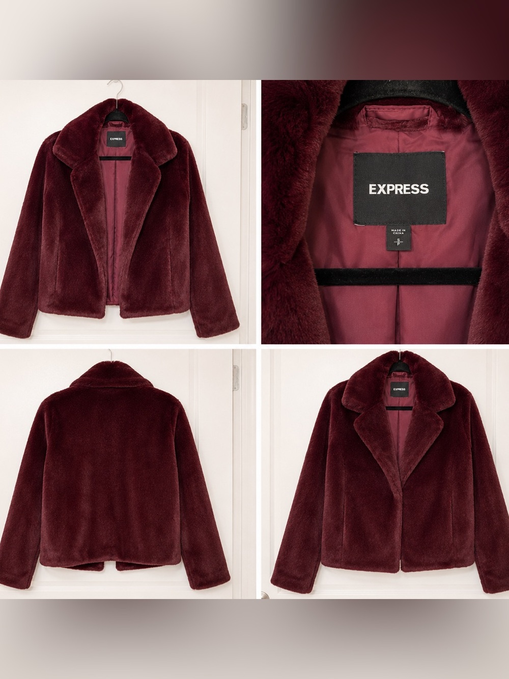 Express Plush Teddy Jacket in Burgundy Wine